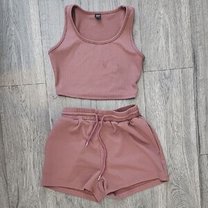 SHEIN Ribbed 2 Piece Short Set